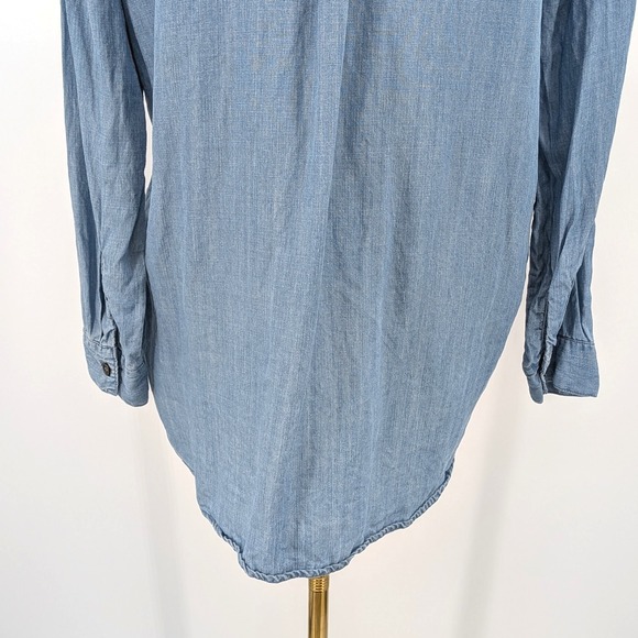 Forever 21 Light Denim Lyocell Button Down Shirt Soft Chambray‎ Long Sleeve Sz S - Picture 9 of 9